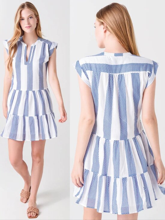 Oliphant Dresses & Skirts - Oliphant Roll Sleeve Dress Blue Mali